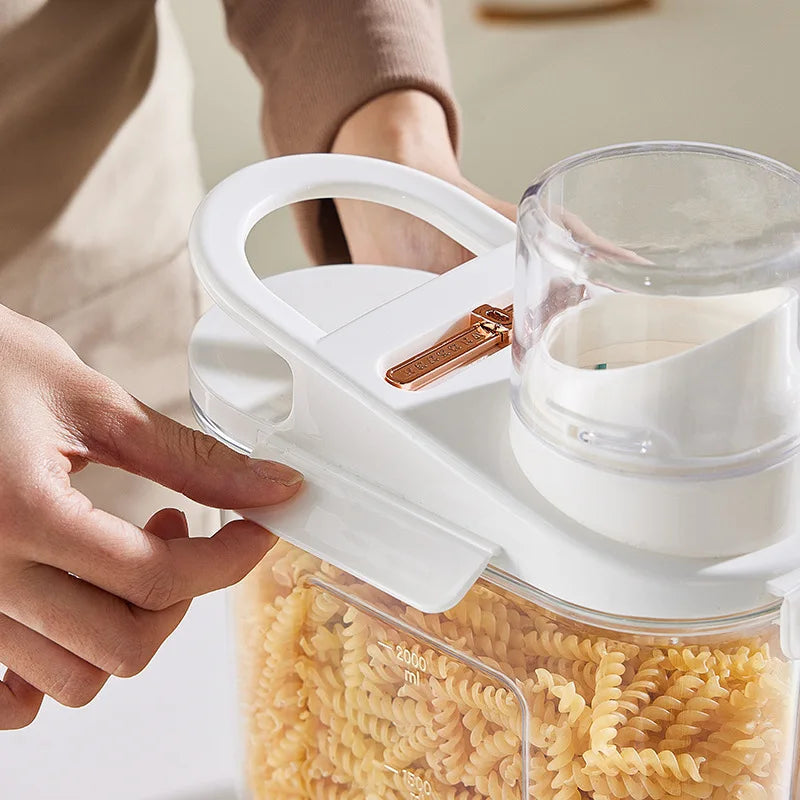 Multi-Size Airtight Storage Jars with Measuring Scale And Record Date–Clear PP+PET Containers for Detergents Pet Food Dry Goods