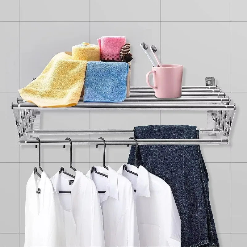 Modern stainless steel towel rail adjustable folding design, wall-mounted apartment bathroom with heater