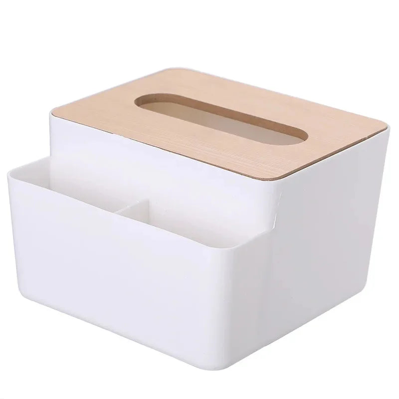 Plastic Tissue Box Desktop Home Use Multi-Functional Living Room Coffee Table Bathroom Pull out Paper Towel Box with Lid