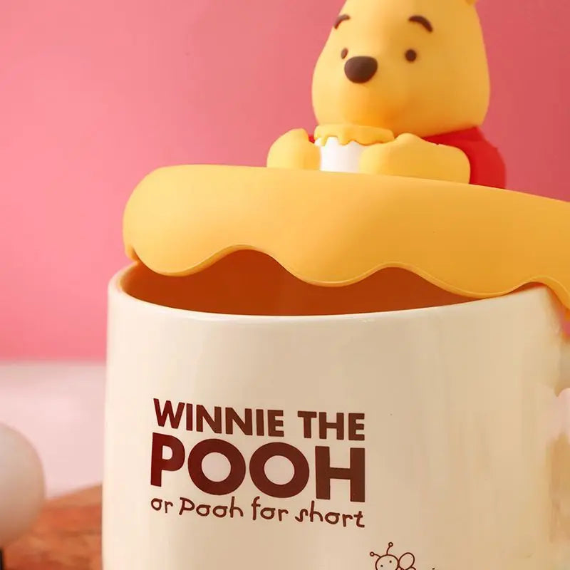 Disney Winnie The Pooh Mug Cute Strawberry Bear Cartoon Set Cup Couple Ceramic Mug Friend Gift Box