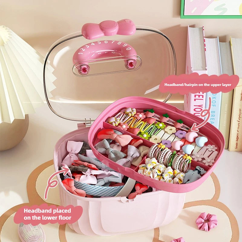 Hair Accessories Storage Box, Portable Makeup Organizer for Hair Clips, Hair Ties, Earrings, Bracelets, Necklaces