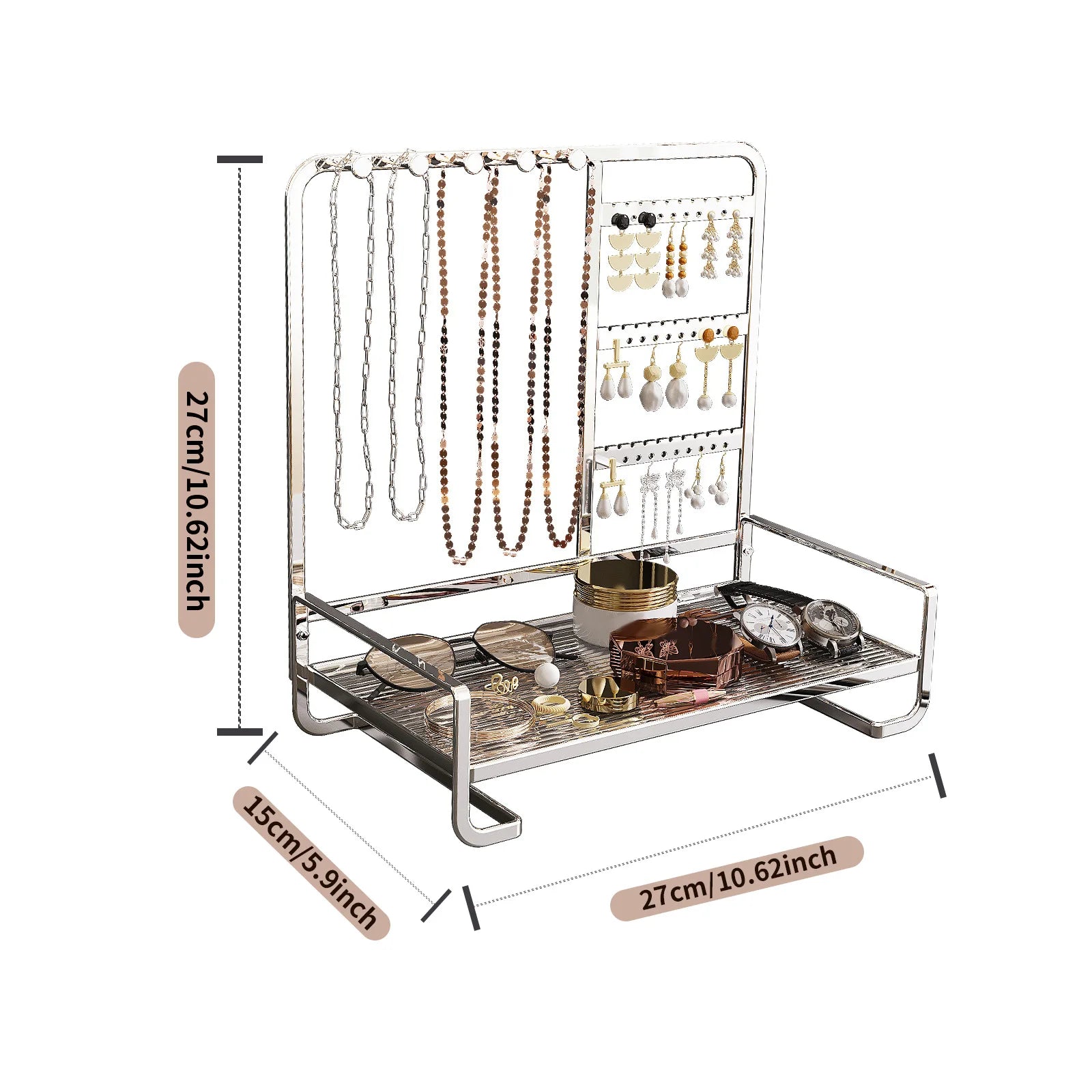 Jewelry Display Stand Jewelry Storage Rack Necklace Bracelet Rack Wrought Iron Ring Tray Earring Earring Hanger Organizer Rack