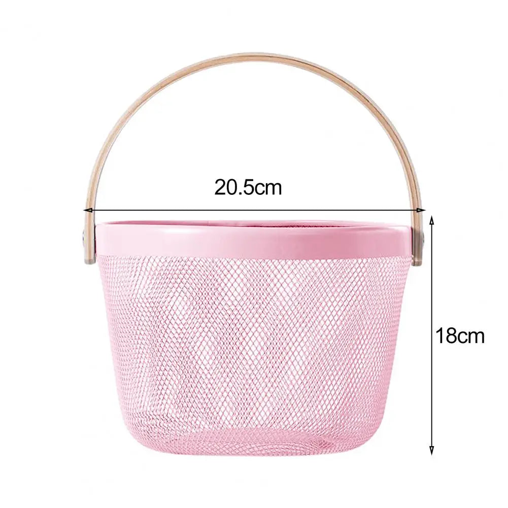 Garden Fruit Vegetable Basket Kitchen Basket Sturdy Wire Mesh Round Shape Portable Picnic Basket for Fruit Bread Eggs Vegetables