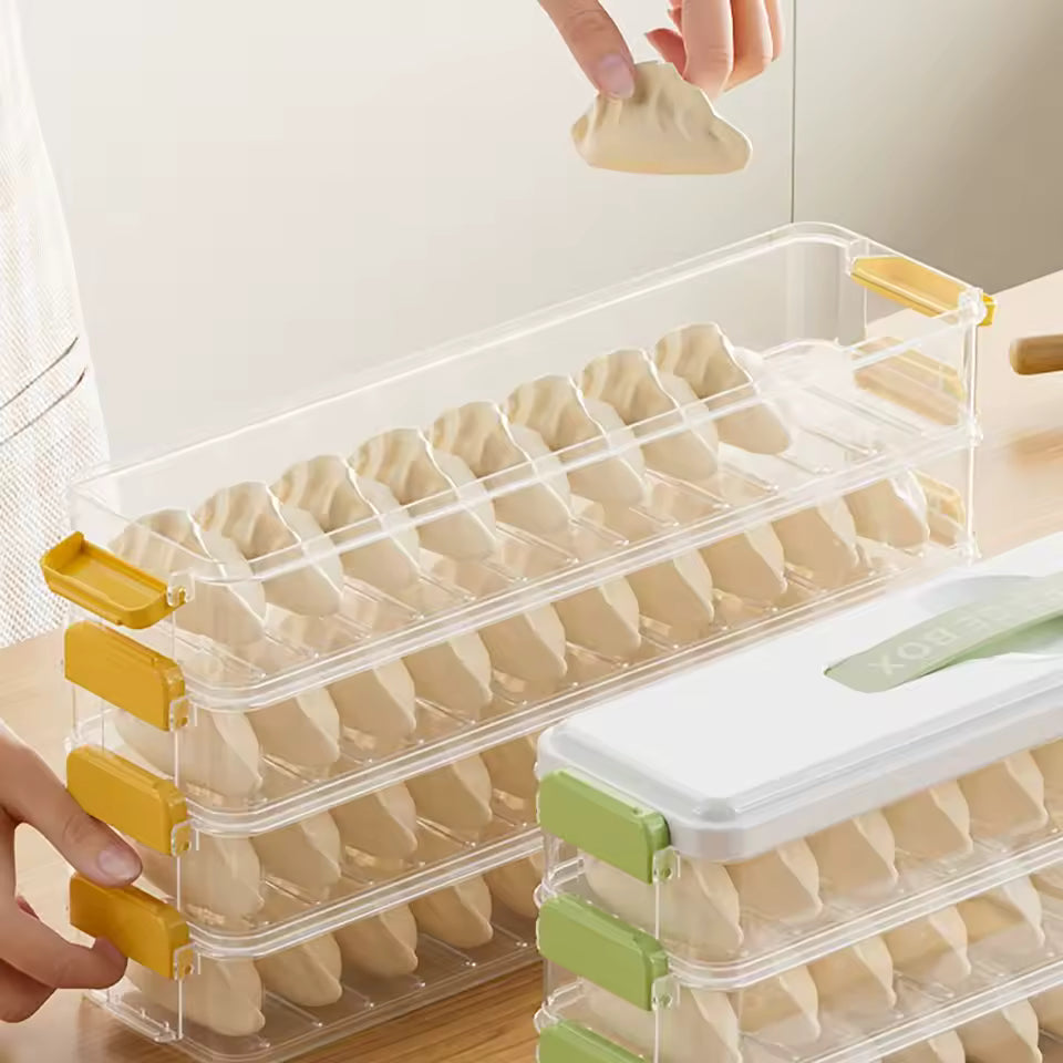 1/2/3 Layers Dumpling Storage Box Timed Quick Frozen Keep Fresh Fresh Food Tray Narrow Side with Holder & Cover Spaghetti Box