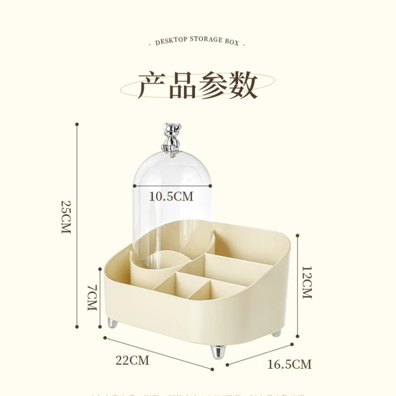 Large Capacity Makeup Organizer with Lid Desktop Skincare Storage Box Cosmetic Brush Eyebrow Pencil Holder Organizer for Vanity