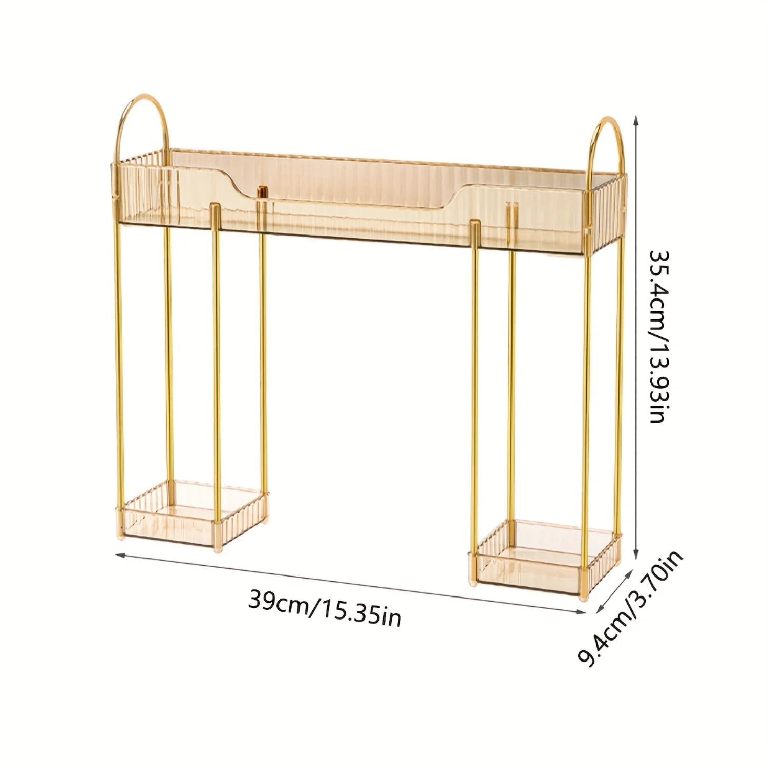 Bathroom Countertop Organizer Shelf with Mirror Front Shelves and 2 Layers Cosmetic Rack
