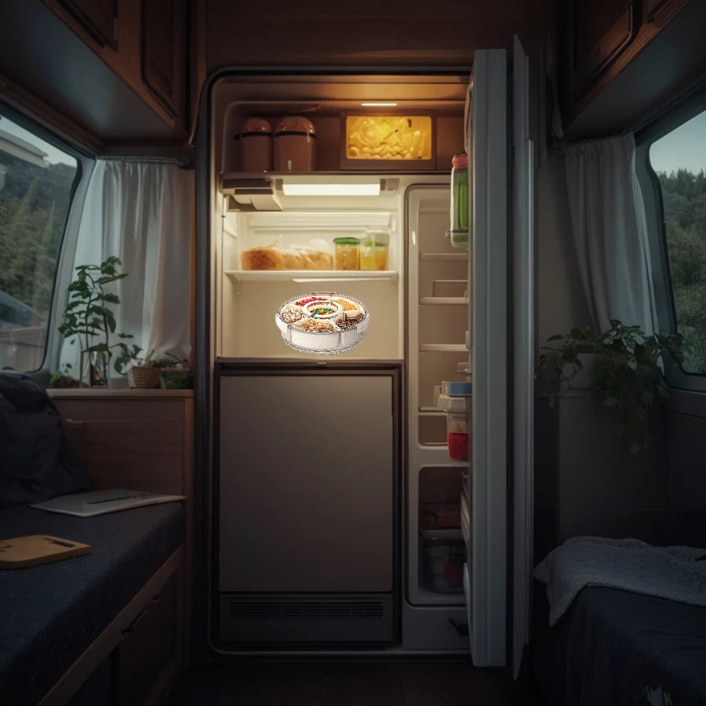 1pc Portable Snack Tray,Heavy-Duty Clear,with 360° Rotating Base, Spill-Proof Lid & Handles,Space-Saving Organizer fo rhom