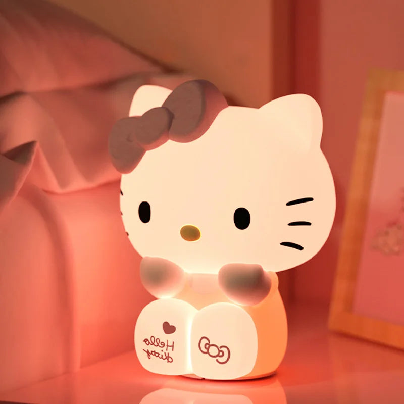 Sanrio Hello Kitty Night Lamp Cute Cat Action Figure Night Light Hellokitty Pat Lights Kitty Lamp Desktop Decor Ornaments Gifts