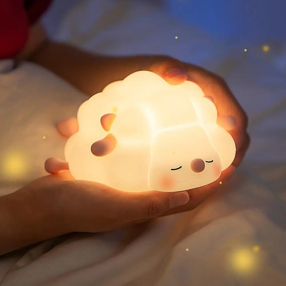 Big Face Rabbit Night Light Warm Color Glow Pat Control Timer Function Cute Portable Bedside Lamp Bedroom Decor Sleep Aid Access
