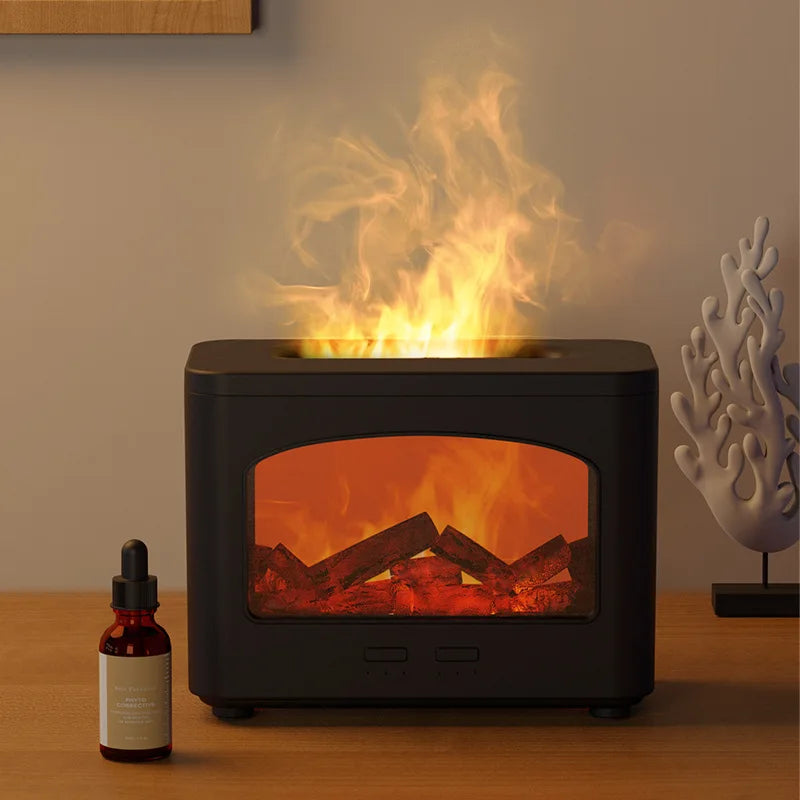 New Desktop Simulation Fireplace Flame Aromatherapy Machine Ultrasonic Timed Humidifier Creative Atomizer birthday Gifts