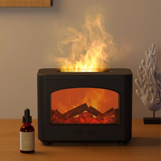 New Desktop Simulation Fireplace Flame Aromatherapy Machine Ultrasonic Timed Humidifier Creative Atomizer birthday Gifts
