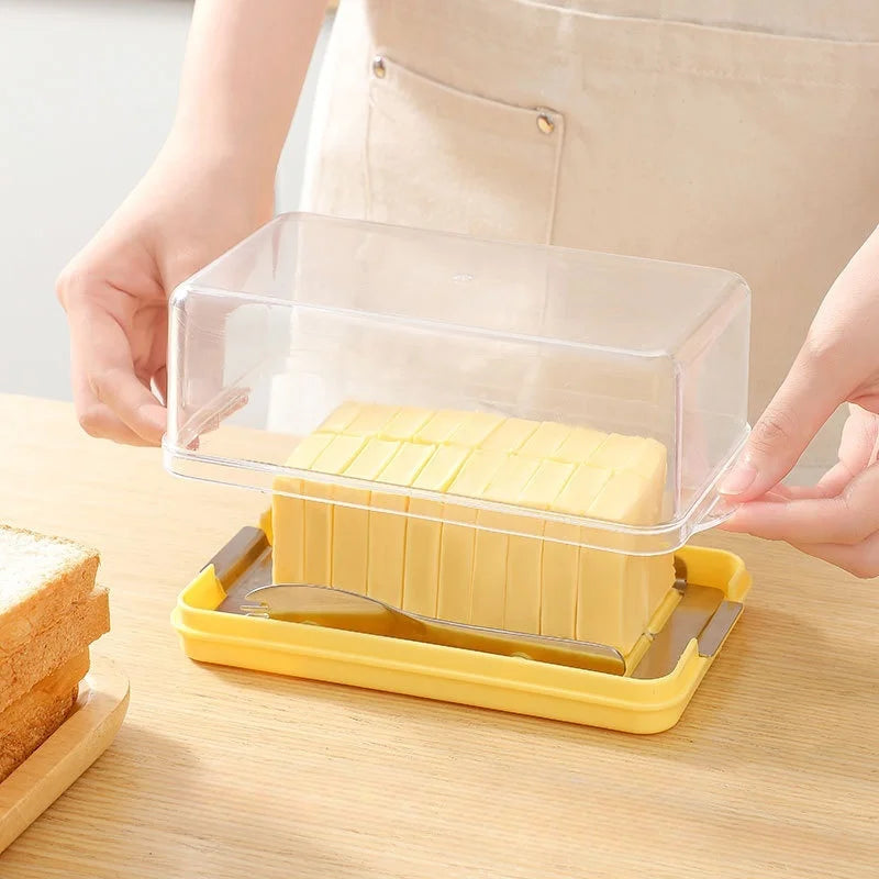 1PC Butter Portioning Cutting Preservation Box Transparent With Cover Storage Box Food Grade Refrigerator Specific Plastic Box