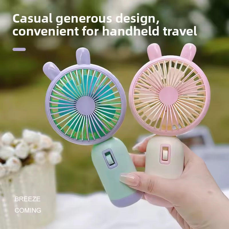 Cute Portable Mini Fan High Wind Power Handheld Outdoor Personal USB Rechargeable Desktop Fan Compact Size Easy to Carry