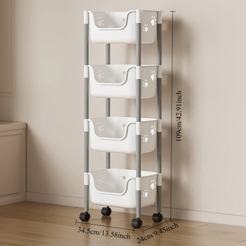 2/3/4-Tier U-Shaped Open Cartoon Shelving Removable Snack & Beverage Organizer Kitchen Vegetable Shelver Toy & Sundries Rack