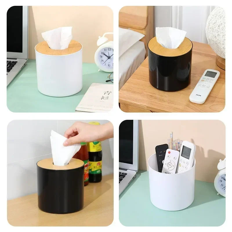 Tissue Box Holder Kitchen Living Room Tissue Storage Box Toilet Bathroom Tissue Rack Round Container