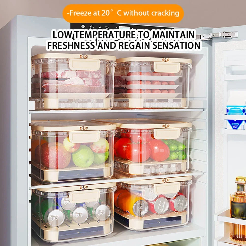 Portable Food Storage Container Large Capacity Airtight Freshness Box with Drain Plate for Outdoor Picnic Camping Use