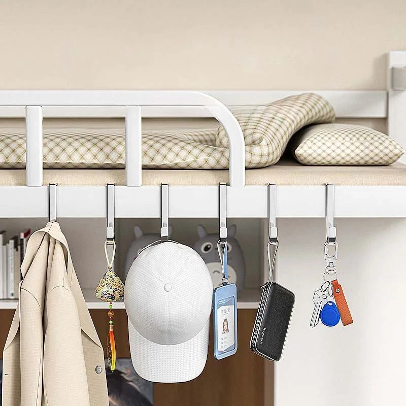 S-shaped Door Rear Hanger Hook Stainless Steel Non-punching Cabinet Door Hooks Clothing Coat Home Storage Wall Hooks Garden