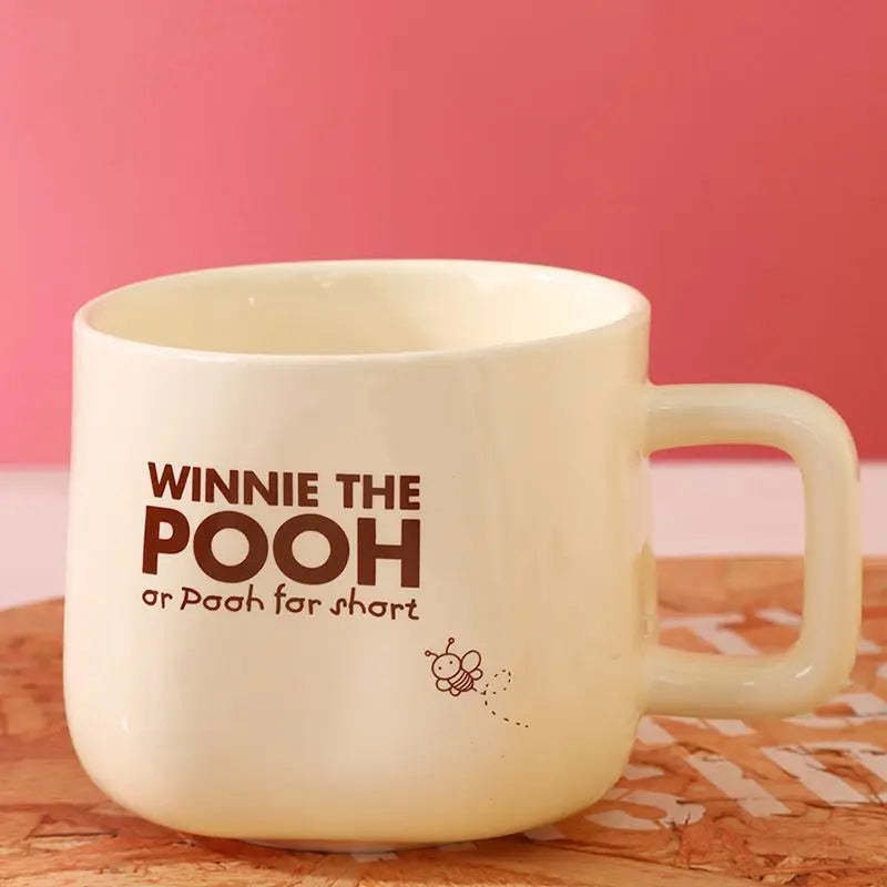 Disney Winnie The Pooh Mug Cute Strawberry Bear Cartoon Set Cup Couple Ceramic Mug Friend Gift Box