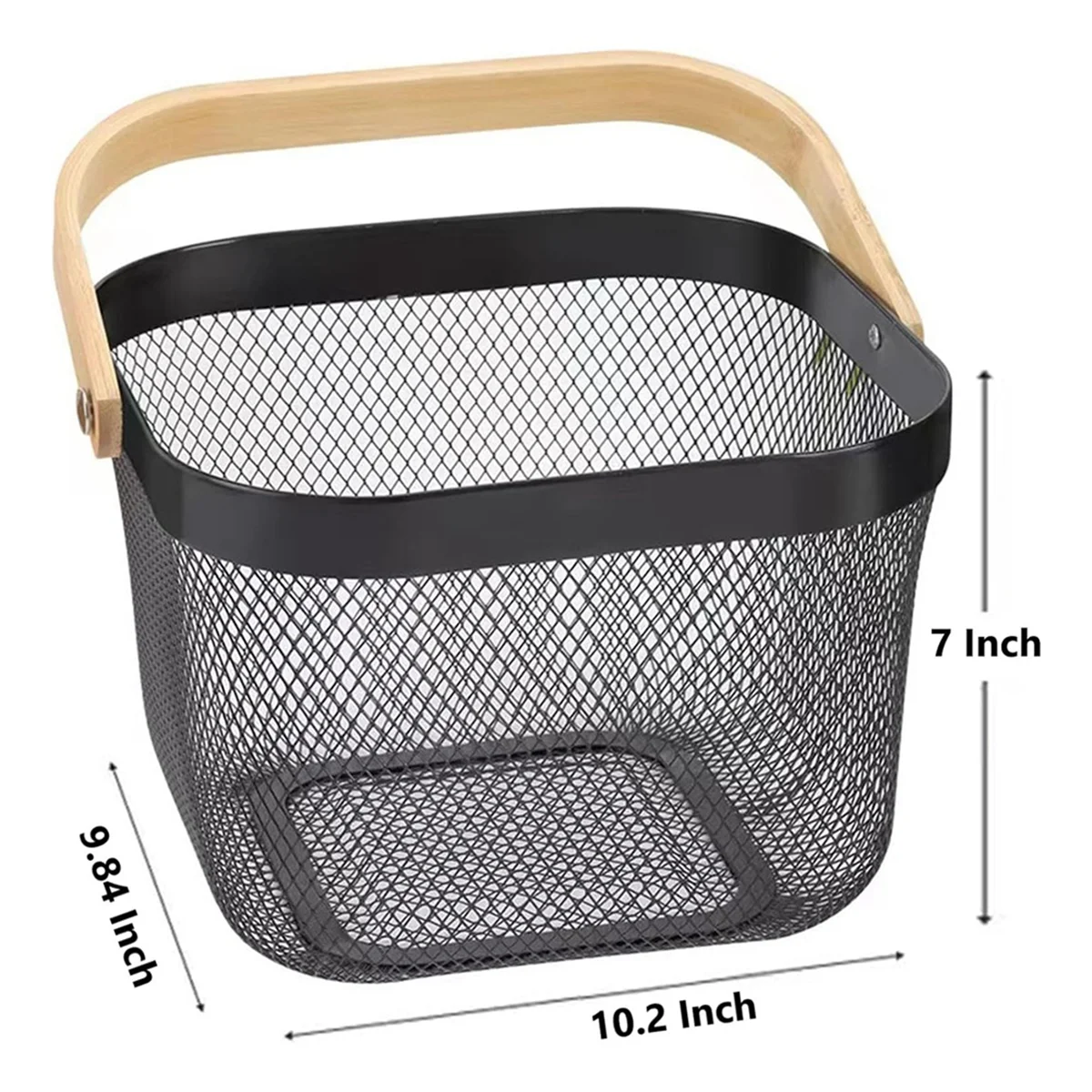 Metal Mesh Basket, Multi-Functional Hanging Kitchen Baskets Fruit Basket with Handle for Kitchen Bathroom Picnic Black