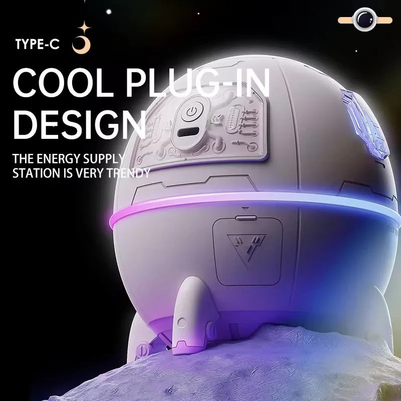 Desktop Space Capsule Air Humidifier Ultrasonic Cool Mist Aromatherapy Water Diffuser with Led Light Astronaut Humidificador