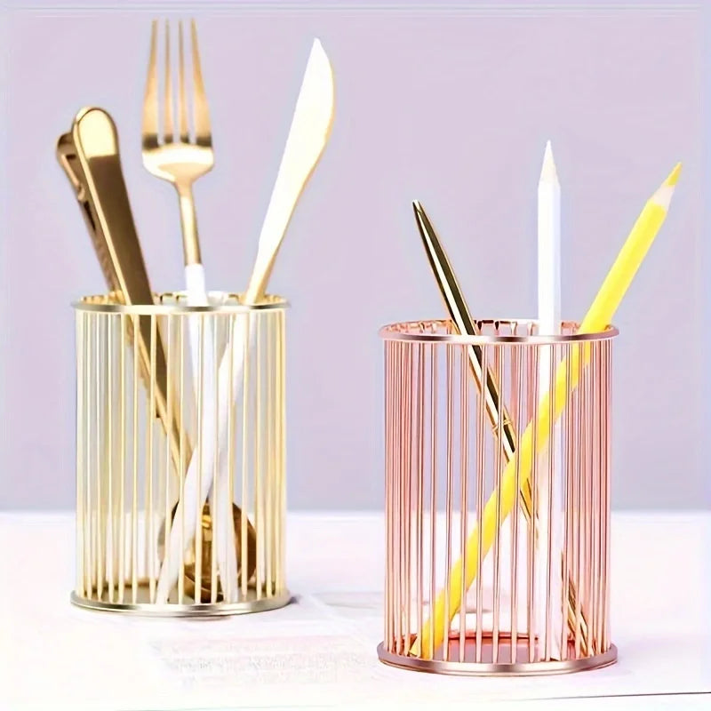 1pc Elegant Round Pen Holder - Multi-Functional Desk Organizer for Office, School Supplies & Accessories organizador