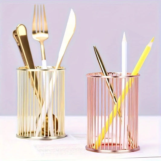 1pc Elegant Round Pen Holder - Multi-Functional Desk Organizer for Office, School Supplies & Accessories organizador