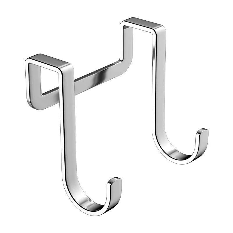 S-shaped Door Rear Hanger Hook Stainless Steel Non-punching Cabinet Door Hooks Clothing Coat Home Storage Wall Hooks Garden