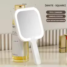 LED Smart Makeup Mirror Hand-held Carry 3 Colors Adjust Bright with Touch Screen Cosmetic Tabletop Vanty Mirror Travel Home Use