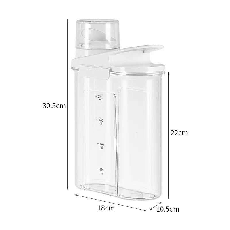 Multi-Size Airtight Storage Jars with Measuring Scale And Record Date–Clear PP+PET Containers for Detergents Pet Food Dry Goods