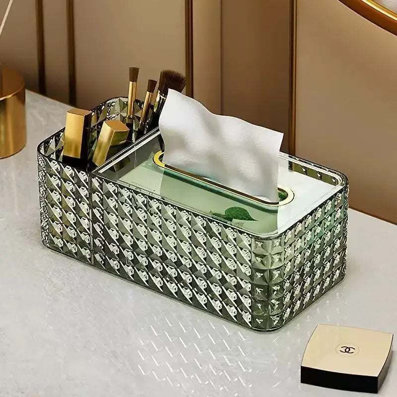 Luxurious Minimalist Tissue Box Holder Creative Living Room Tea Table Decorative Item Plastic Storage Box for Drawstring Tissues