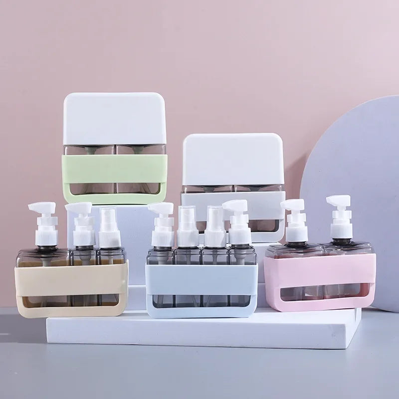 Travel Bottles Leak Proof 4 in 1 Containers for Toiletries Refillable Plastic Bottles with Lid Spray Lotion Shampoo