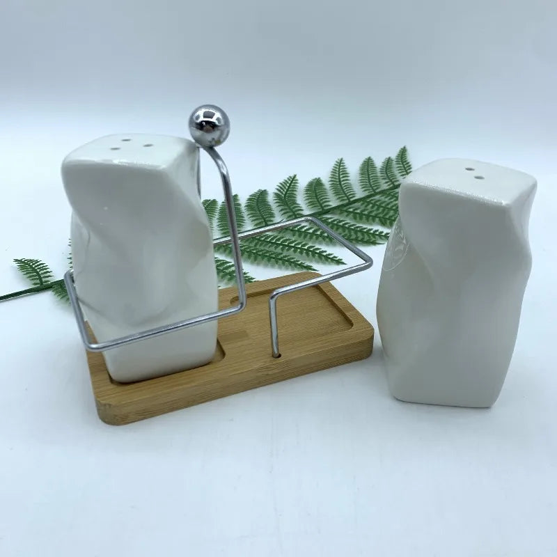 Nordic Ceramic Spice Jar Seasoning Box Creative Embossed Pepper Shaker Set Ceramic Salt Shaker Home Kitchen Flavoring Utensils