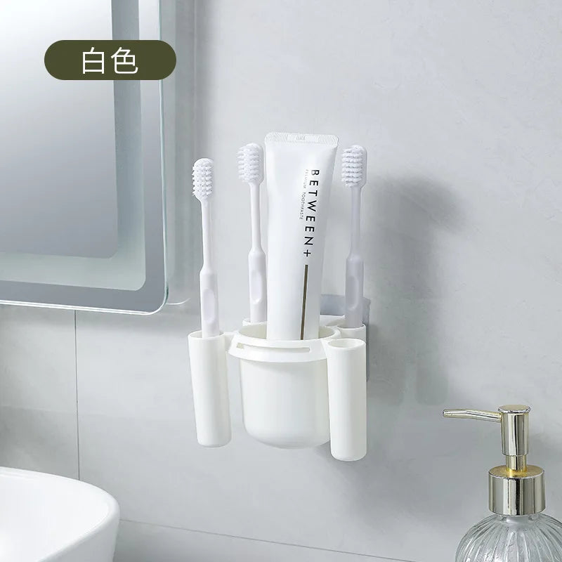 Wall mounted bathroom toothbrush holder Free punching toilet drain toothpaste storage rack dental appliance sorting rack