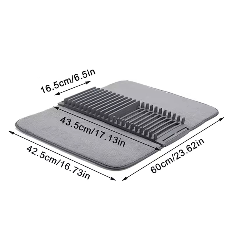 Folding Tableware Drainer Mat Thickened Breathable Dish Drain Rack Non-slip Absorbent Pad Kitchen Creative