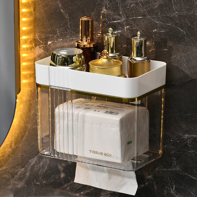 Punch-free Toilet Paper Holder Box Waterproof Storage Toilet Paper Storage Rack Paper Towel organizer Bathroom Tissue Box