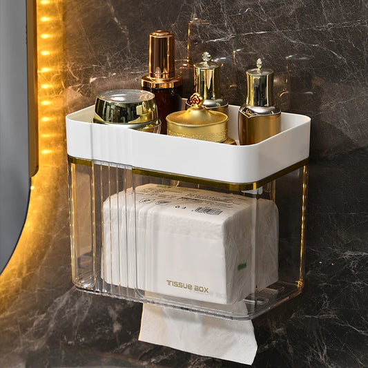 Punch-free Toilet Paper Holder Box Waterproof Storage Toilet Paper Storage Rack Paper Towel organizer Bathroom Tissue Box