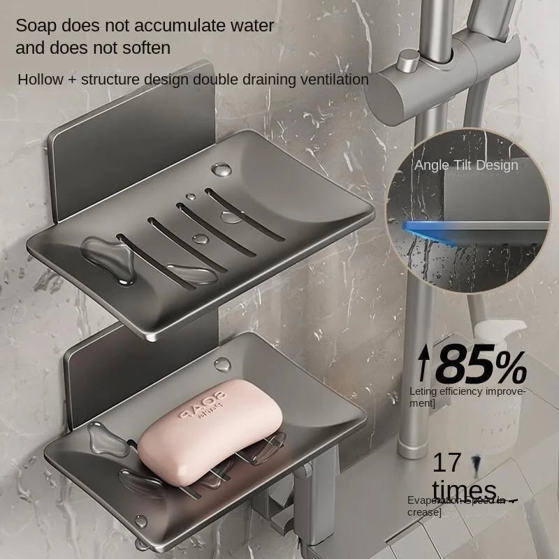 Bathroom stainless steel Soap Dish Free-Punching Wall Mounted Soap Sponge Holder Organizer Accessories Kitchen Soap Holder