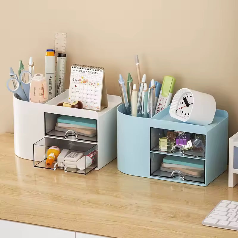 Pen holder office desktop storage box, large capacity student stationery sorting box, desk storage shelf