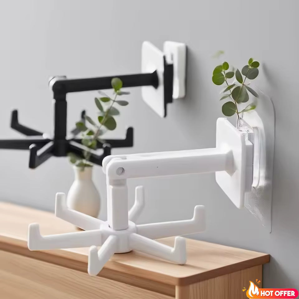 Universal Hooks 360-degree Rotatable Six-claw Storage Hooks Bathroom Bath Towel Rack Kitchen Organizer Punch-free Storage Hooks