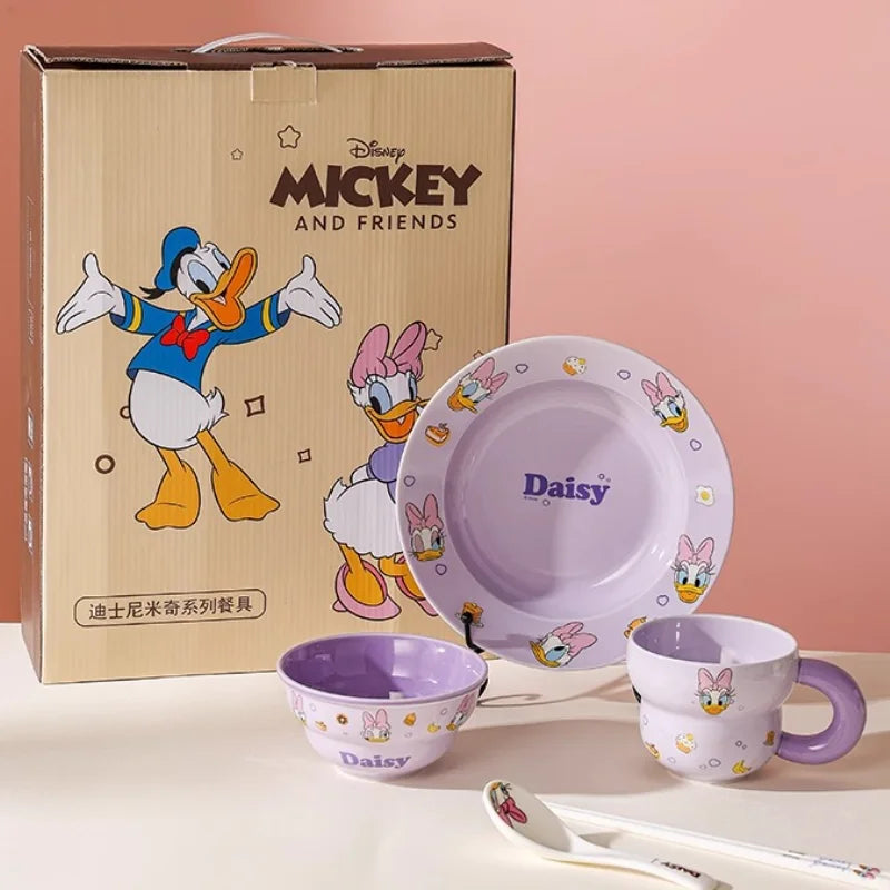 Disney Ceramic Tableware Mickey Minnie Donald Duck Anime Character Accessories Cartoon Rice Bowl Mug Suit Home Kitchen Gifts