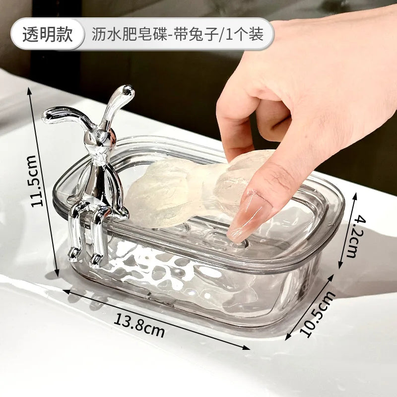 Plastic Bathroom Box in The Bathroom Household Soap Dish Rabbit Decor Soap Storage Rack for Draining Water Bathroom Accessories