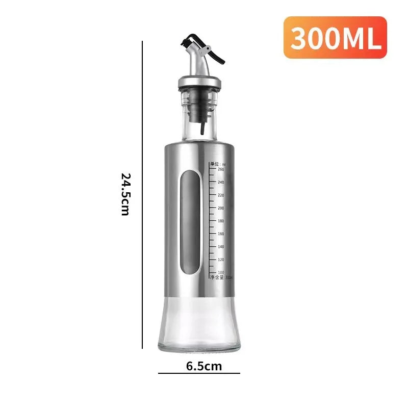 Stainless Steel Oil Bottle No-drip Bottles Soy Cruet Sauce Vinegar Condiment Dispenser Sturdy Seasoning Jars Kitchen Accessories