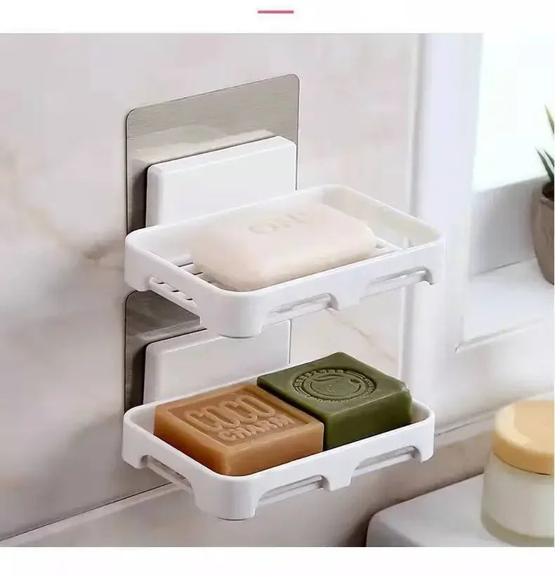 Wall Mounted Soap Dishes Box Bathroom Shower Soap Holder Toiletries Organizer Kitchen Storage Rack Bathroom Supplies