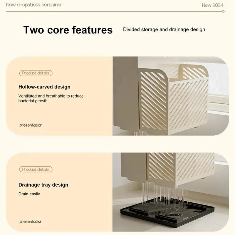 Kitchen Countertop Cutlery Holder Kitchen Utensil Organizer Rack Knife Holder Fork Spoon Chopsticks Tube With Drain