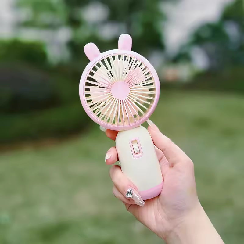 Cute Portable Mini Fan High Wind Power Handheld Outdoor Personal USB Rechargeable Desktop Fan Compact Size Easy to Carry