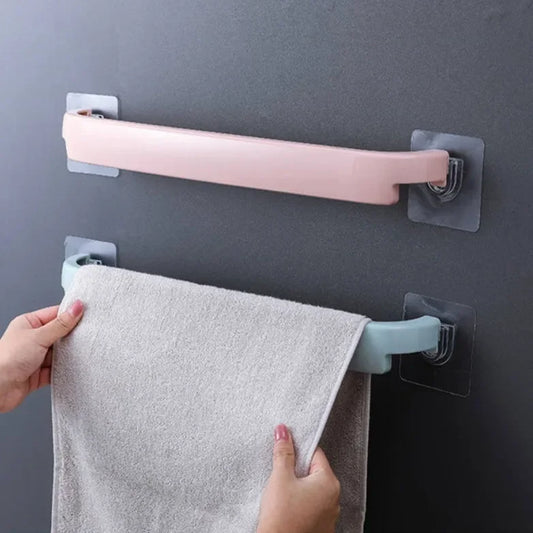 Bathroom Towel Rack Wall Mounted Single Rod Toilet Bathing Area Towel Holder No Drilling Required Bathroom Storage Solution