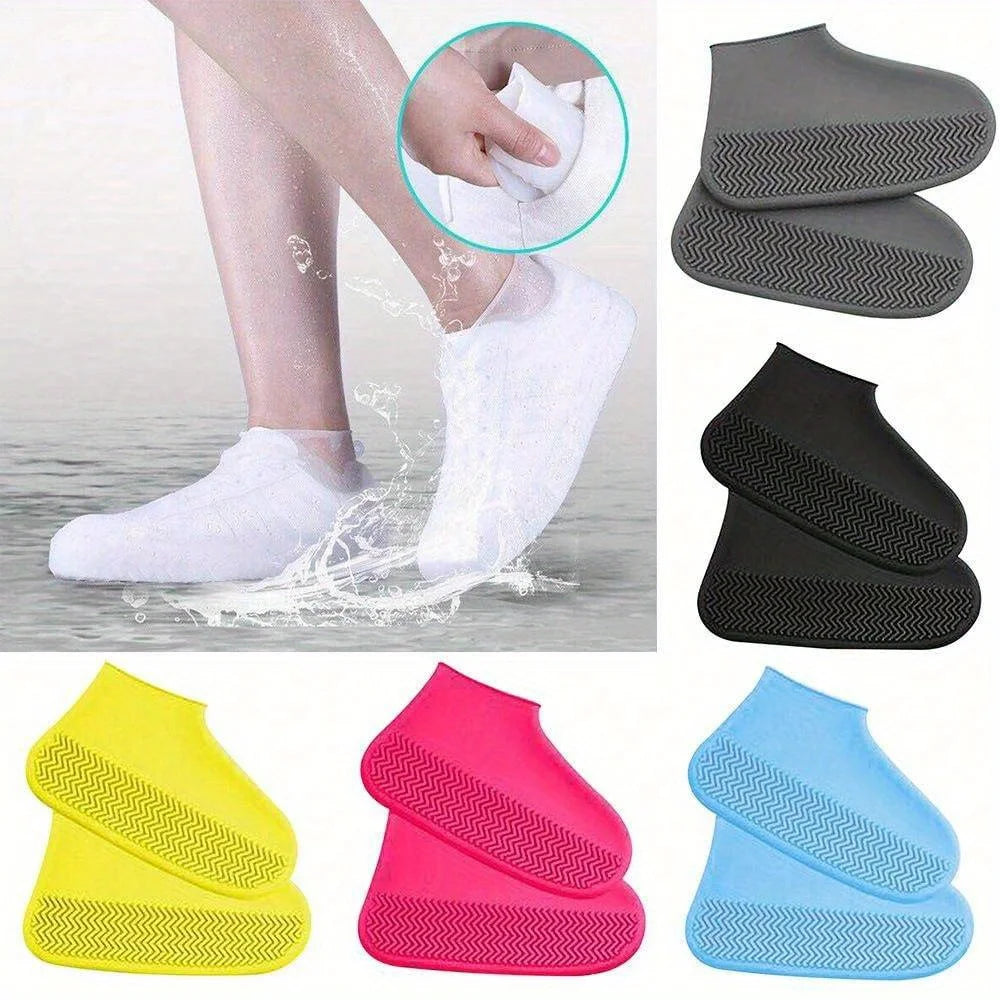 1 pair of reusable rain boots suit men's and women's shoe covers to protect non-slip rubber suitable for outdoor rainy days.