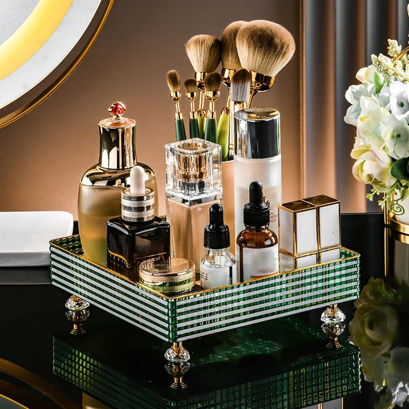 1Pc Bathroom Dressing Tray, Countertop Organizing Tray, Acrylic Table Tray Perfume Organizing Tray, Kitchen Sink Tray, for Soap Liquid Pump, Candles, Lotion Bottles, Cosmetics