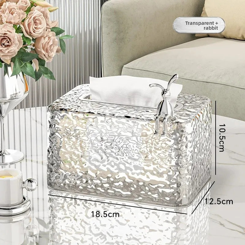 Transparent Tissue Box Living Room Coffee Table Water Wave Spring Table Paper Drawer Box High End Luxury Home Storage Drawer Box