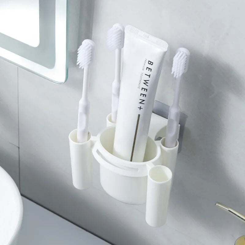 Wall mounted bathroom toothbrush holder Free punching toilet drain toothpaste storage rack dental appliance sorting rack